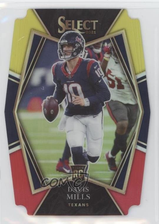 2021 Panini Select Premier Level Red & Yellow Prizm Die-Cut Davis Mills 0e50