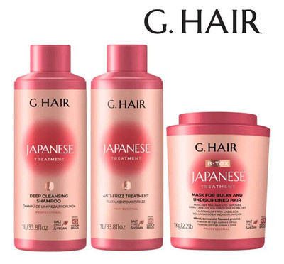 GHair Japanese Kit Shampoo, Step 2 Treatment and Mask Smoothing - 3x1L
