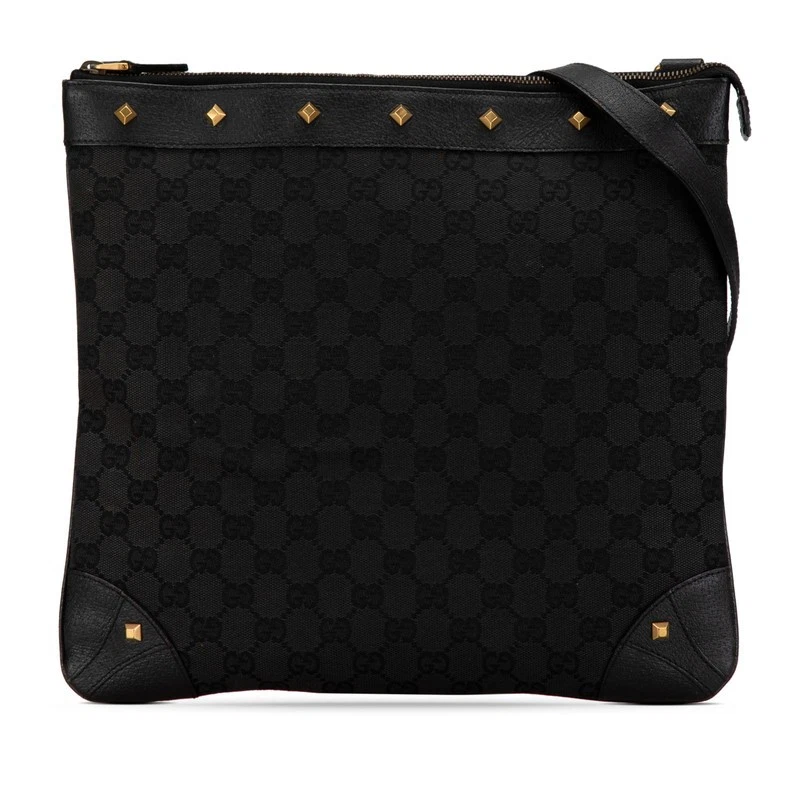 Sac bandoulière GUCCI GG toile clous cuir noir femme 32