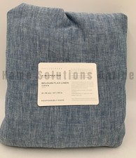 Pottery Barn Belgian Flax Linen Cotton Lined Curtain Blue Chambray 96" B6015