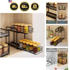 Spice Rack Organizer for Cabinet, 2 Tier Pull Out Spice Organizer for Cabinet...