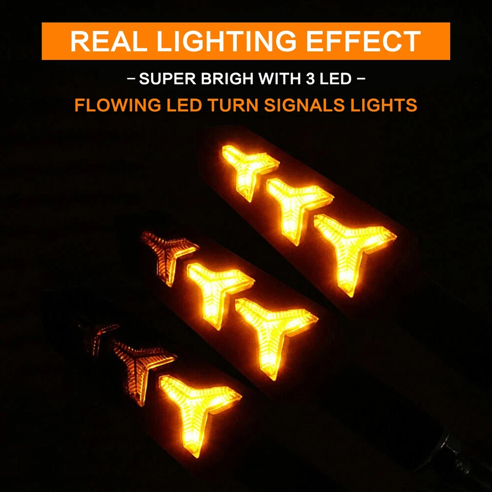 4 PIEZAS Indicador LED Intermitente Intermitente Motocicleta Luces Ámbar Universal Duradero Foto 2 de 4