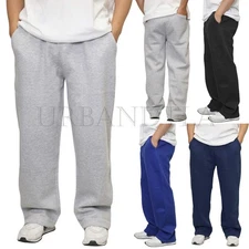 Men's Heavyweight Baggy Sweatpants Wide Leg Fleece Jogger Pants S-3XL