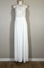 Lulus Forever and Always Dress Womens Small White Lace Maxi Formal Gown