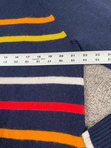 J Crew Sweater Womens XL Navy Blue Alpaca Wool Turtleneck Striped Academia Color - Picture 6 of 7