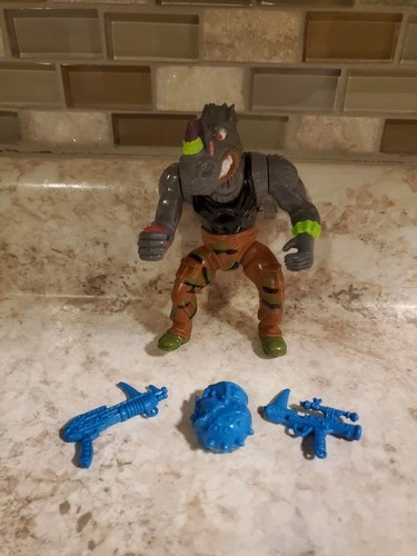 Vtg TMNT - Machine Gunnin' Rocksteady - Wacky Action - 1991 - Near Complete