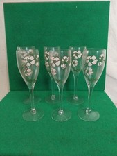 Lot de 6 coupes à Champagne Perrier Jouet Verre Émaillé Floral Belle Époque