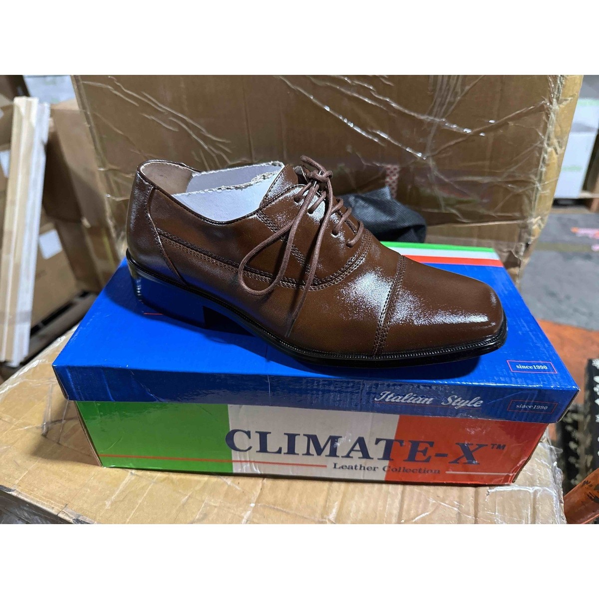 CLIMATE-X Italian Style Men's Brown Leather Oxford Dress Shoes CLIMATE-X Italian Style Men's Brown Leather Oxford Dress Shoes