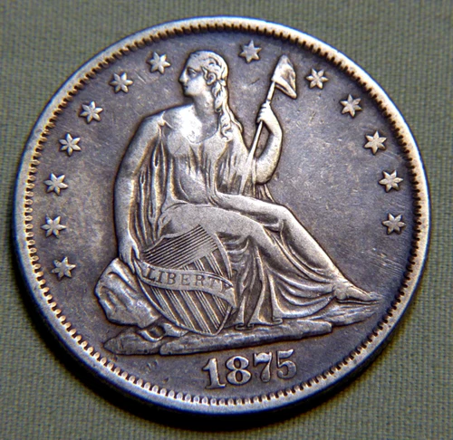 1875 S United States Silver Seated Liberty Half Dollar - Extra Fine - Lot 1504