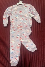 Hello Kitty Girls Pajama Set Light Purple 2 Piece Long Sleeve Cartoon Cat