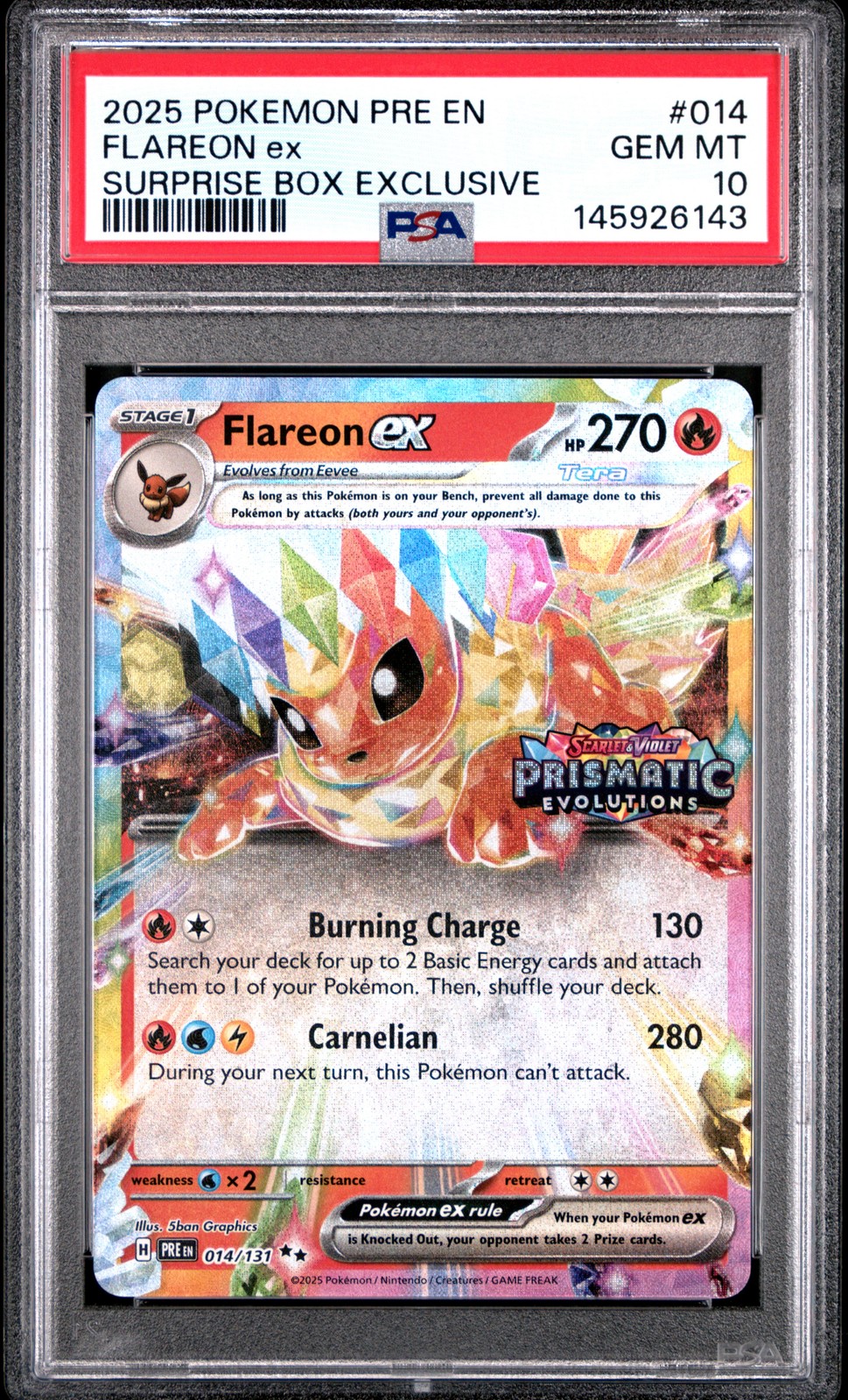 Flareon EX 014/108 Surprise Box Exclusive Pokemon PSA 10