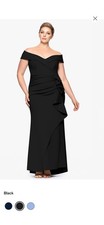 Xscape Black Ava Off the Shoulder Side Ruffle Evening Gown Dress Size 22W $288