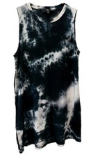 Lulus Womens S Tie Dye Sleeveless Shift Dress Small Blue White Knee Length Mini
