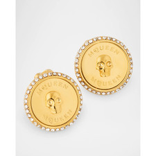 Alexander McQueen Sovereign Skull Earrings Gold NIB