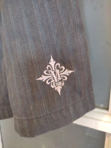 Y2K Affliction Style Manchester Esc Mens Shorts Size 36 Gray Charcoal Pinstripe - Picture 4 of 14