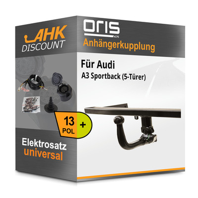 Für Audi A3 Sportback 04- ORIS Anhängekupplung abnehmbar + 13polig E-Satz AHK