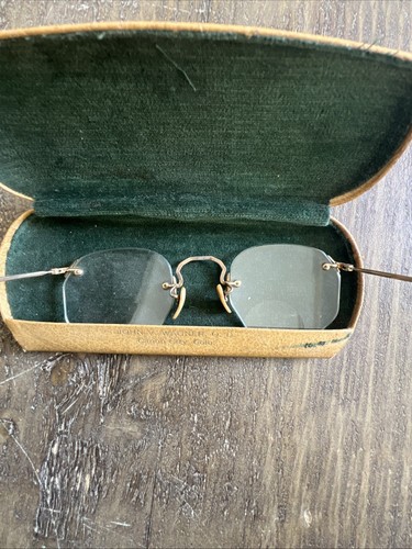 Vintage Bausch & Lomb Rimless Hexagon Eyeglasses 1/10 12K GF W/case - Picture 6 of 7