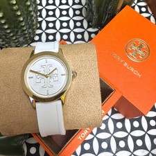 NEW Tory Burch TBW2019 Gigi 36mm White Dial Gold Watch on White Silicone TBW2019