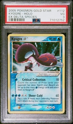 Pokemon EX Delta Species 112/113 Kyogre Gold Star PSA 3