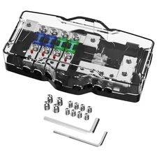 12V 4 Way Fused Power Distribution Block MIDI Mini ANL Car Audio 0/2/4 AWG