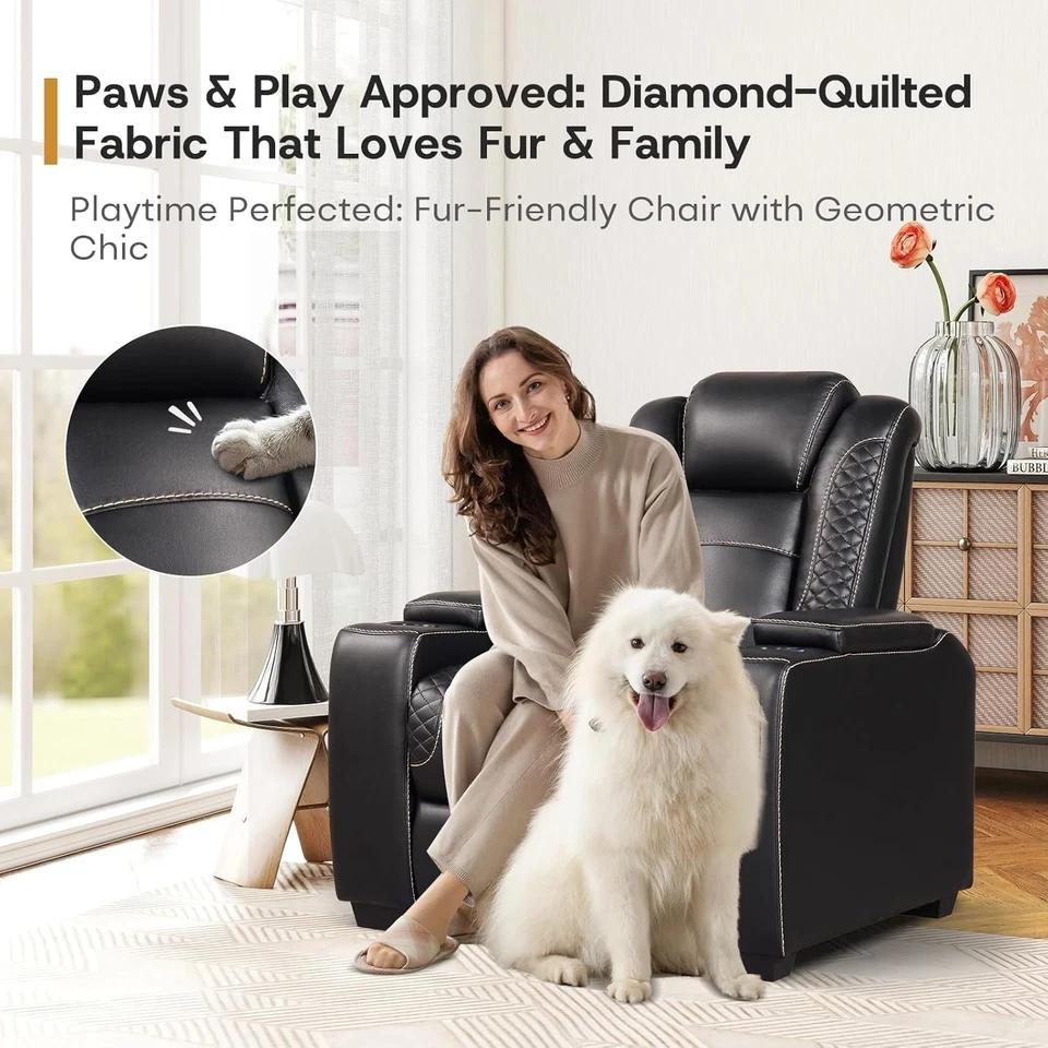 Juego de 3 reclinables de teatro eléctrico CANMOV, asientos eléctricos de cine en casa Foto 3 de 4