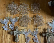 Angel Ornaments Wire, Gem, Acrylic, Gold Crosses