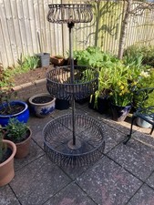 Large vintage wrought iron three tier garden plant  stand  -- 55 inches high