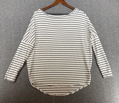 Express Women s Size Small Striped Long Sleeve Black White Shirt SEE PICS