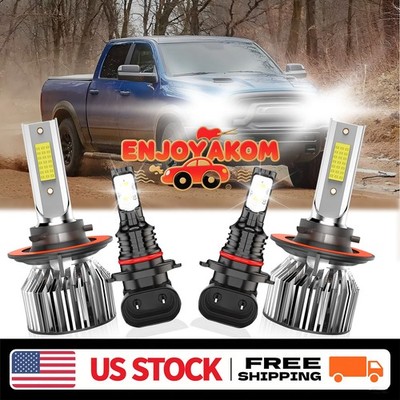 For Dodge Ram 1500 2006-2012 LED Headlight Bulb High Low Beam + Fog Lamp 6000K