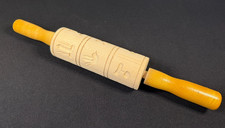 Carved Wooden Springerle Rolling Pin Animal Pattern Cookie Dough Roller