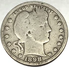 1898-P Barber Quarter Dollar 25 Cents Good Condition - 2181