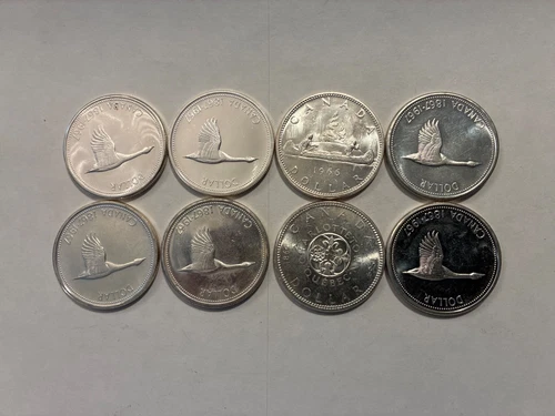 8 Canadian  Silver Dollars  80%