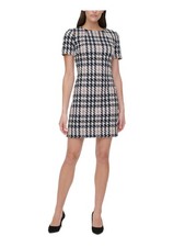 TOMMY HILFIGER Womens White Short Sleeve Short Wear To Work Sheath Dress 10