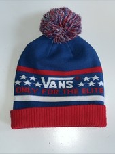 VANS Bobble Beanie Hat Red White Blue Stars Stripes USA Warm Skater Outdoor
