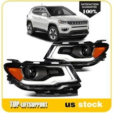 2Pcs Pair Headlights HID/Xenon w/LED DRL Projector For 2017-2021 Jeep Compass