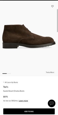 LUXURY TOD'S DESERT BOOTS SHOES MENS 11 XXM0ML00D8XRE0S800 BROWN MSRP $975