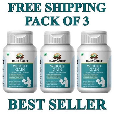 BODY GROW Fast Weight Gain Pills Ayurvedic Muscle Mass Gainer For Men (60-180N)