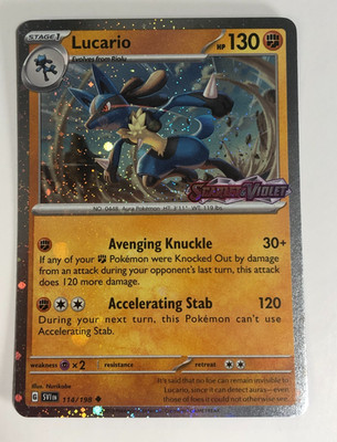 Pokemon TCG Promo Cosmos Holo Scarlet & Violet Stamp Lucario 114/198 NM
