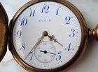 ANTIQUE ELGIN 14K GOLD FILLED HUNTER POCKET WATCH, WADSWORT PILOT CASE, 1036155