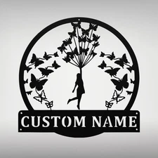 Personalized Flying with Butterflies Metal Sign Home Decor Butterfly Lovers Gift