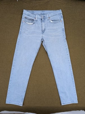 Levis 502 Jeans Mens 32x30 Blue Light Wash Tapered Regular Stretch Denim Zip