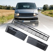 Für VW T6 2015-2019 Set Gitter Grill Einsatz Stoßstange vorne Hochglanz Schwarz