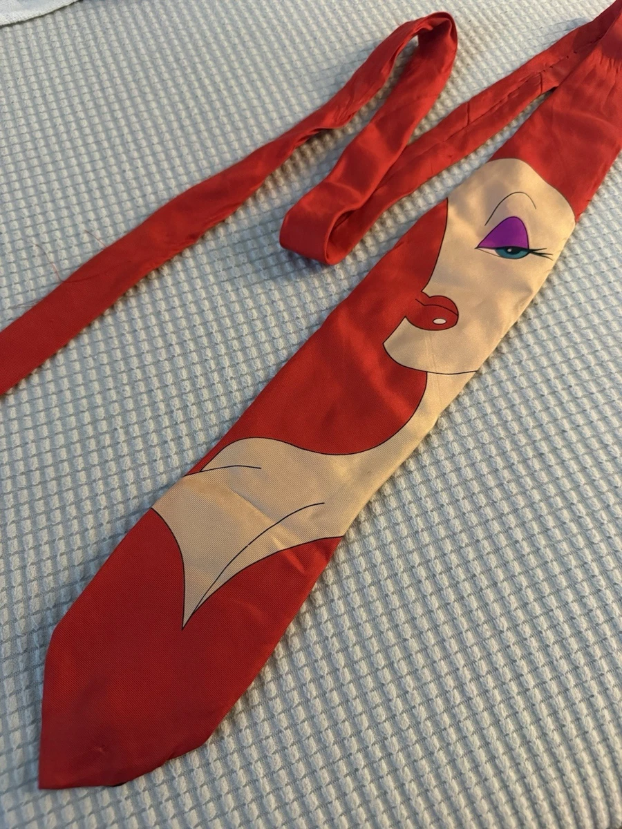 RARE Vintage 90s Jessica Who Framed Roger Rabbit Men's Silk Tie Disney Amblin