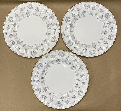 Set Of 3 Spode Colonel Gray Scalloped Bone China Gold Trim Salad Plate 8 