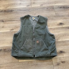 Vintage Carhartt Vest Mens XL Sherpa-Lined Light Olive V26 LOV Workwear