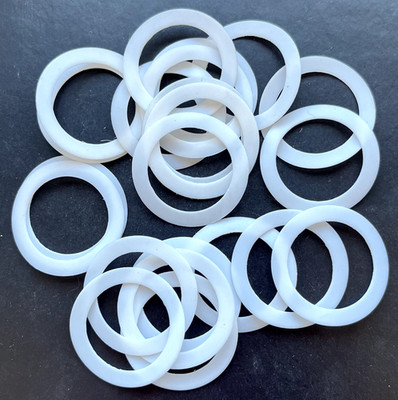 Teflon (PTFE) P.T.F.E. Unterlegscheiben - 30 mm O/D x 22 mm I/D x 0,5 mm Thk, verschiedene Q'S