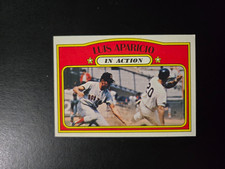 LUIS APARICIO IN ACTION 1972 TOPPS BASEBALL CARD #314 BOSTON RED SOX