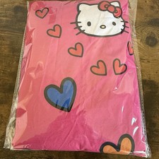 Hello Kitty Full Fitted Sheet Bright Pink Hearts Sanrio 2013 Rare