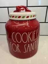 Rae Dunn OG Santa’s Cookies Christmas Red Chubby Canister New  8”