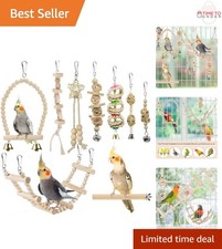 Bird Parrot Swing Toys Wooden Climbing Perch Chewing Playset for Small Birds